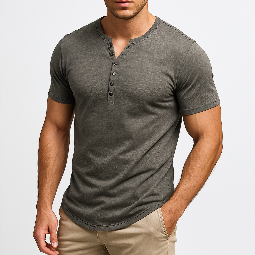 Men's Fitted Henley Shirt - Lightweight
