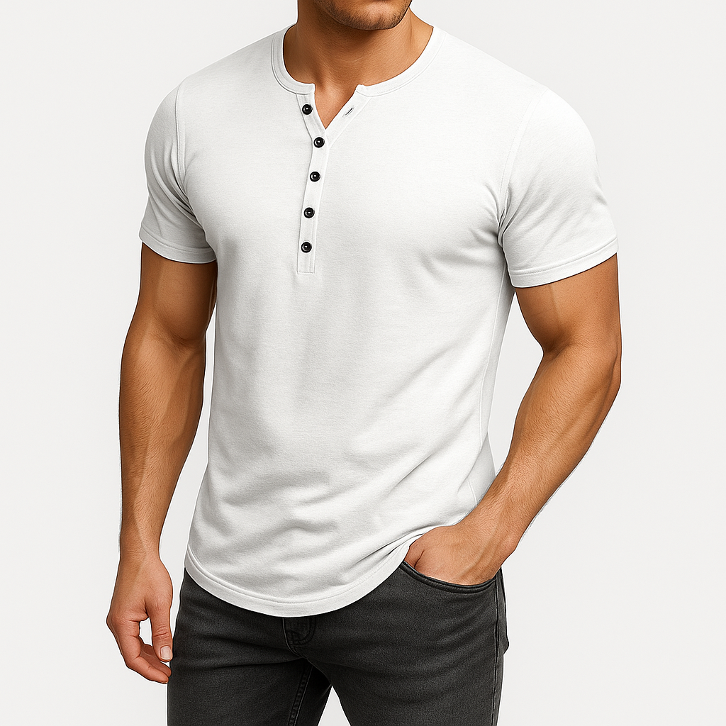 Men's Fitted Henley Shirt - Lightweight