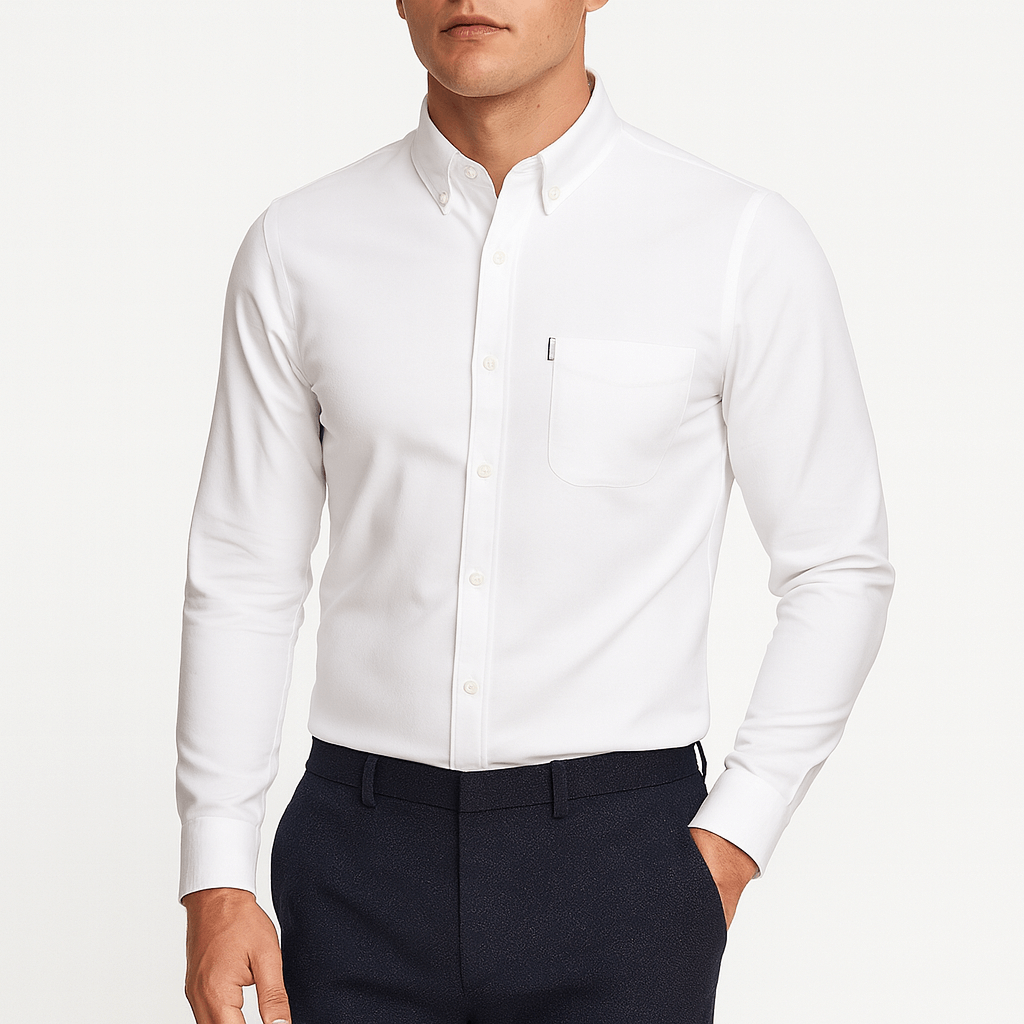 Men's Slim Fit Shirt - Long Sleeve, Button-Up, Stretch