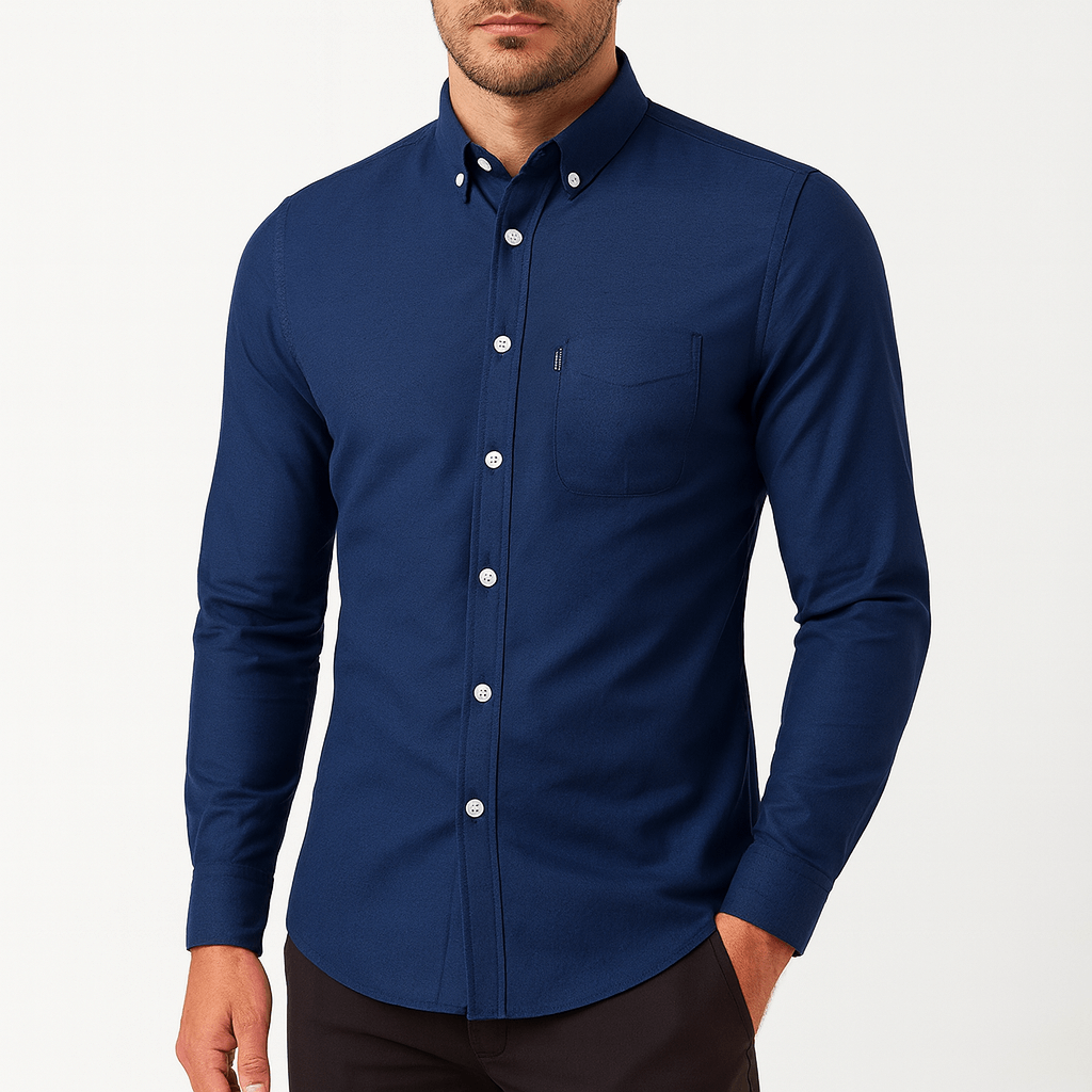 Men's Slim Fit Shirt - Long Sleeve, Button-Up, Stretch