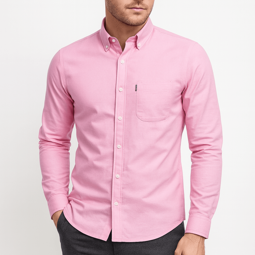 Men's Slim Fit Shirt - Long Sleeve, Button-Up, Stretch