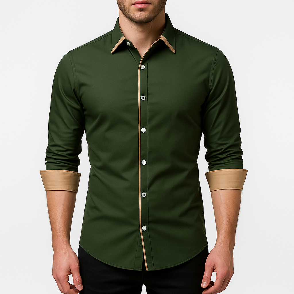 Men's Regular Fit Polyester Shirt - Wrinkle Resistant, Long Sleeve, Stretch