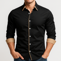 Men's Regular Fit Polyester Shirt - Wrinkle Resistant, Long Sleeve, Stretch