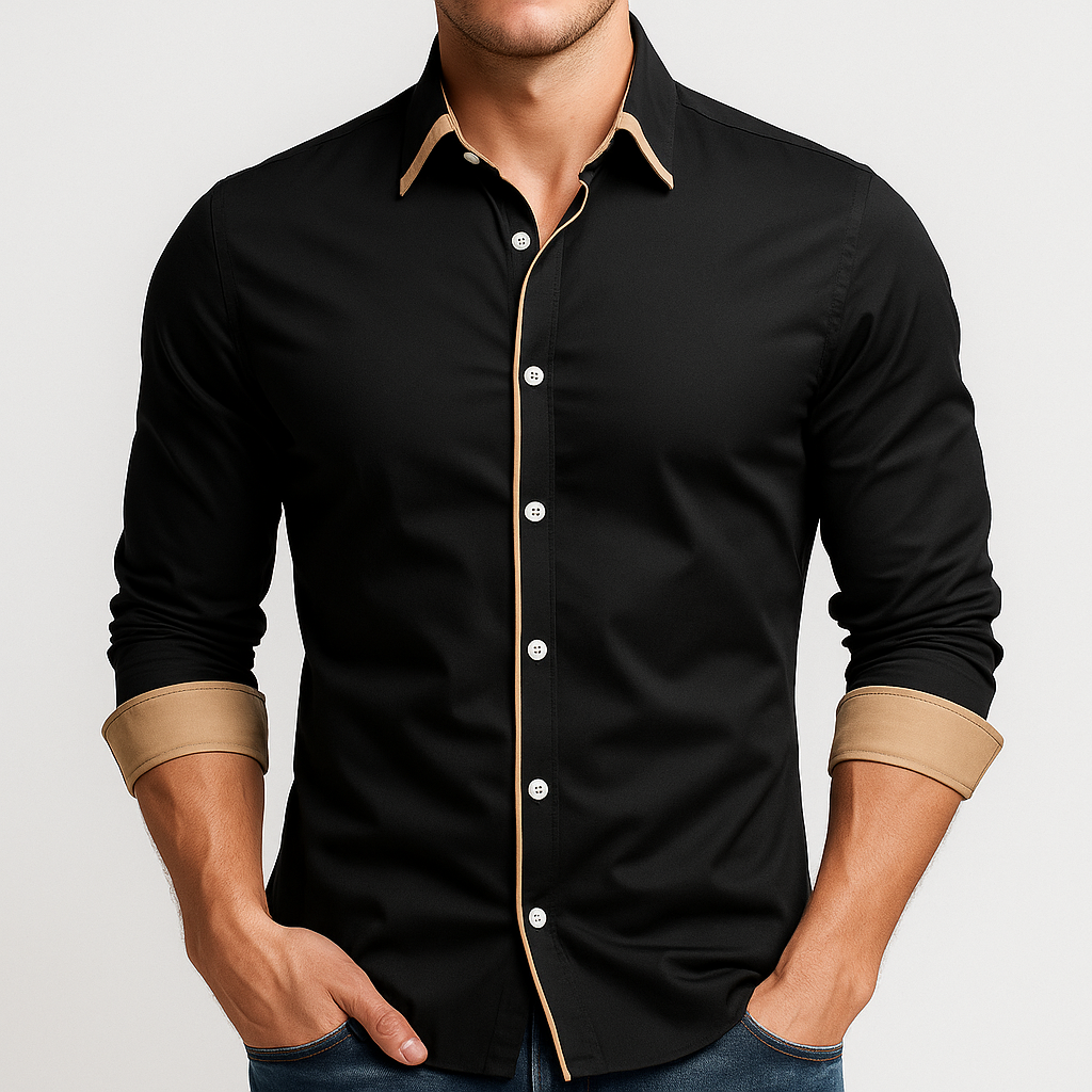 Men's Regular Fit Polyester Shirt - Wrinkle Resistant, Long Sleeve, Stretch