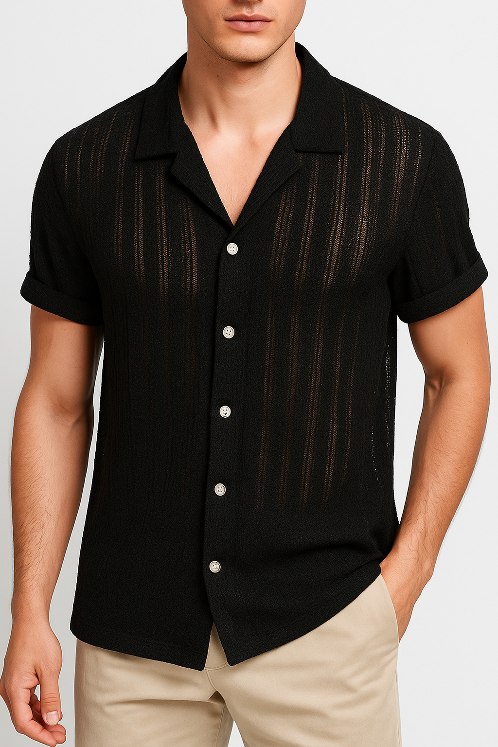 Men's Shirt - Striped, Button-Up, Lightweight