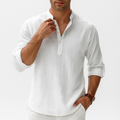 Men's Cotton-Linen Blend Shirt - Long Sleeve, Lightweight