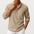Men's Regular Fit Cotton-Linen Blend Shirt - Long Sleeve, Lightweight