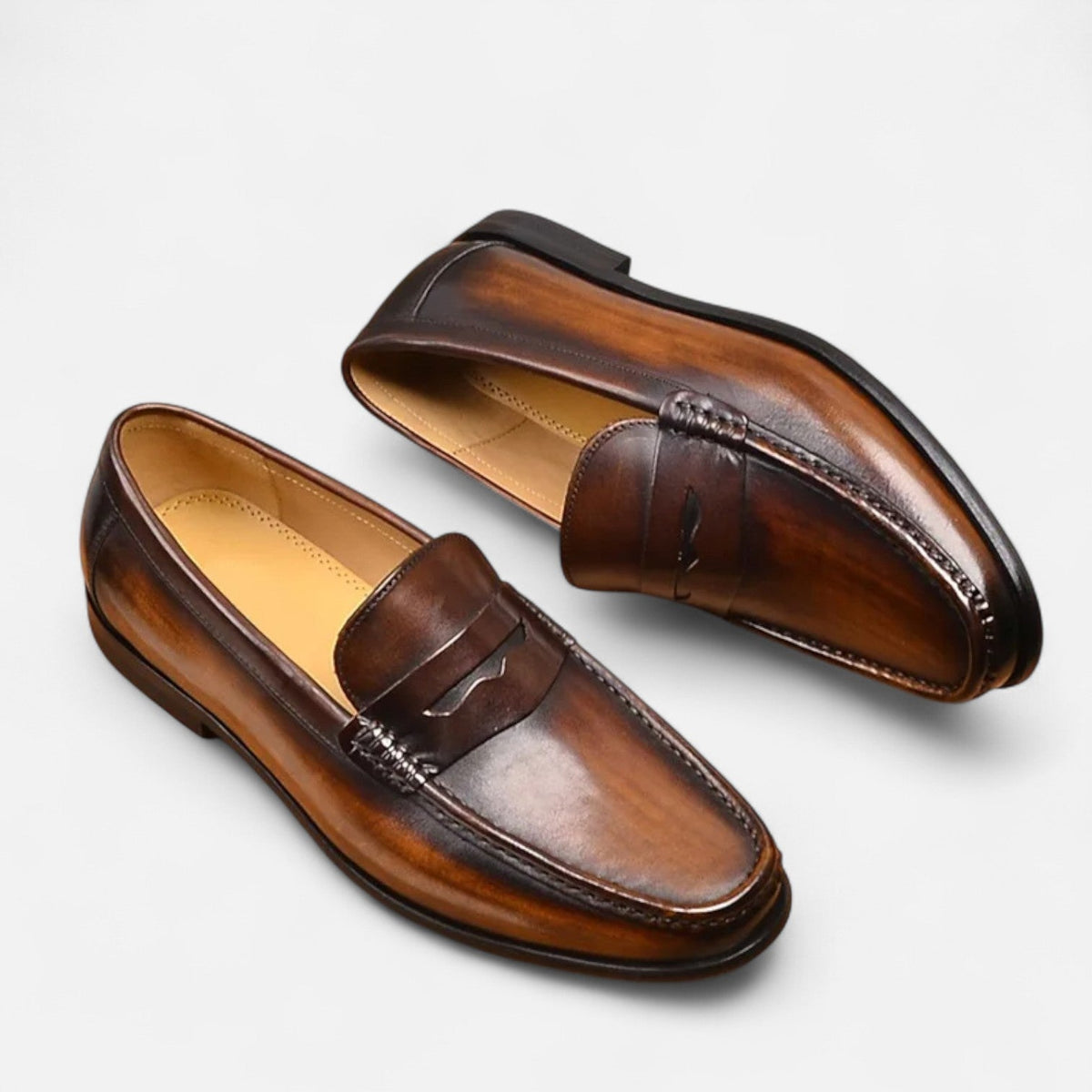 Men's Leather Penny Loafers - Slip-On