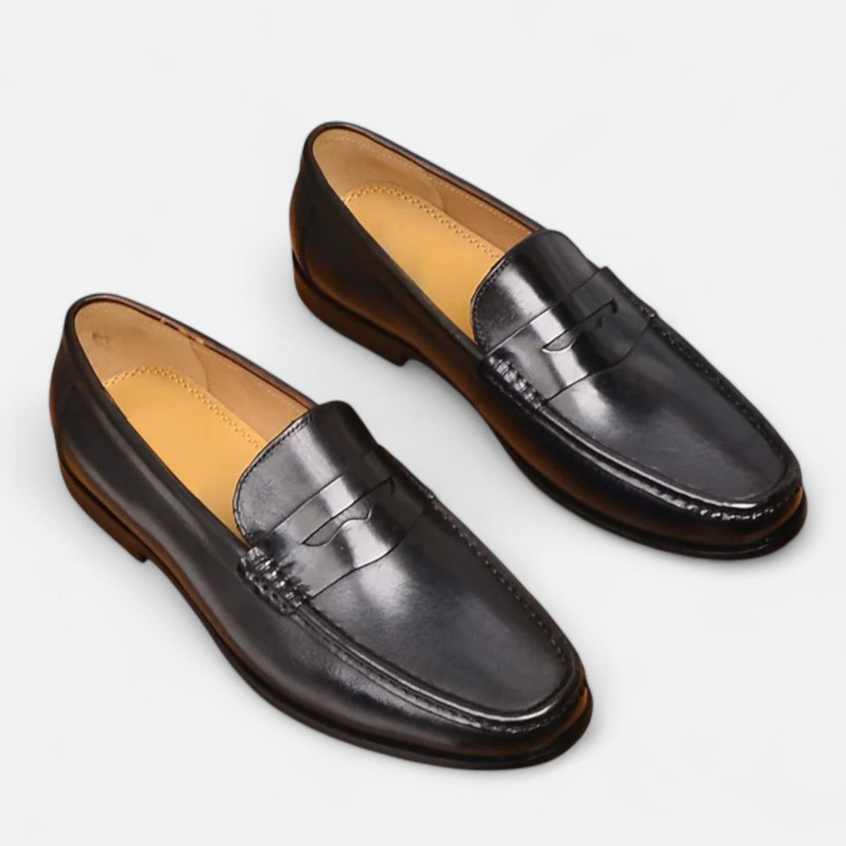 Men's Leather Penny Loafers - Slip-On
