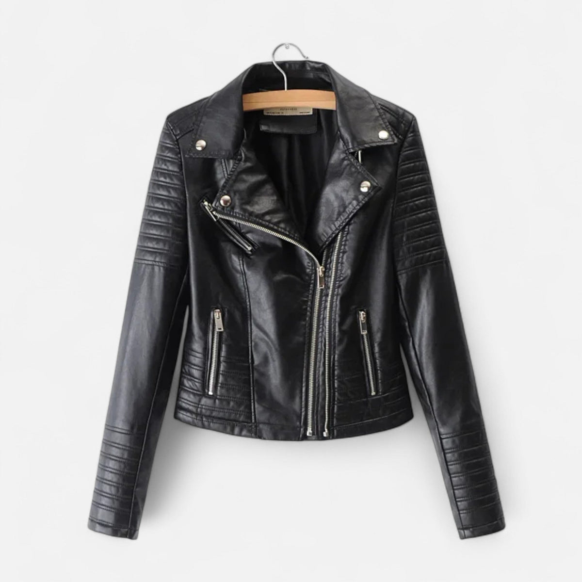 Men's Leather Biker Jacket - Black