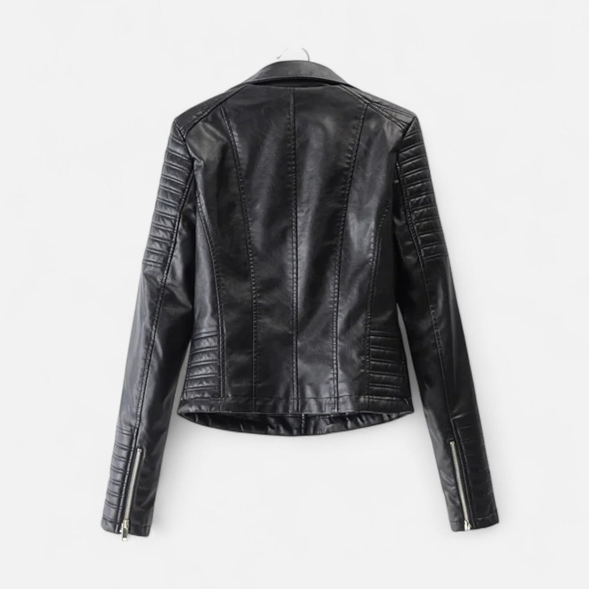 Men's Leather Biker Jacket - Black