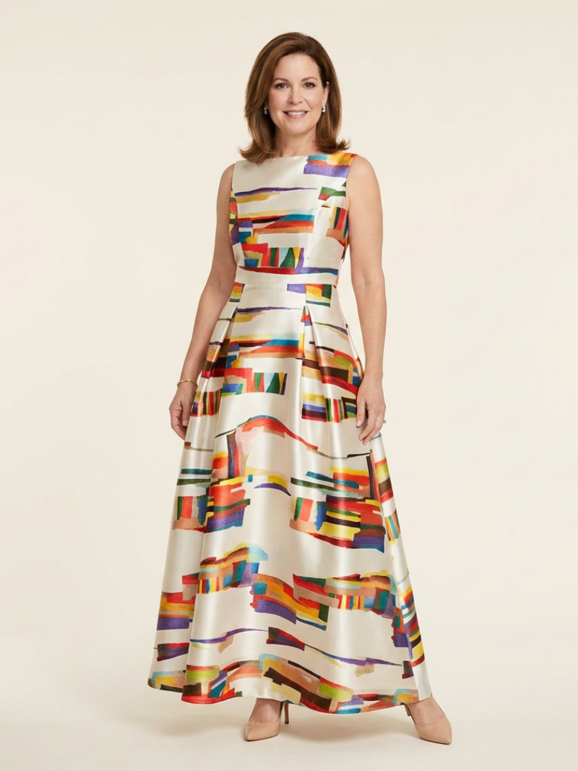 Valeria | Sleeveless Round Neck Pleated Maxi Dress