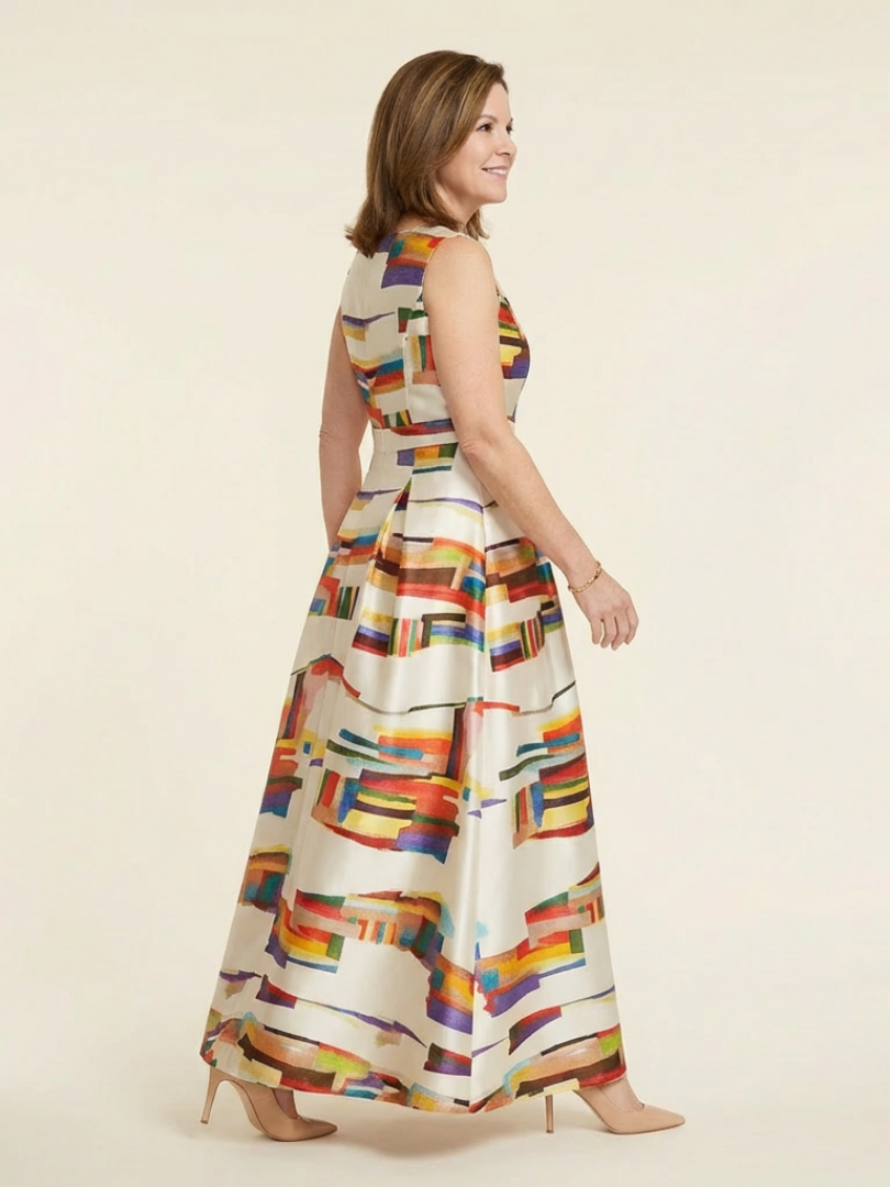 Valeria | Sleeveless Round Neck Pleated Maxi Dress