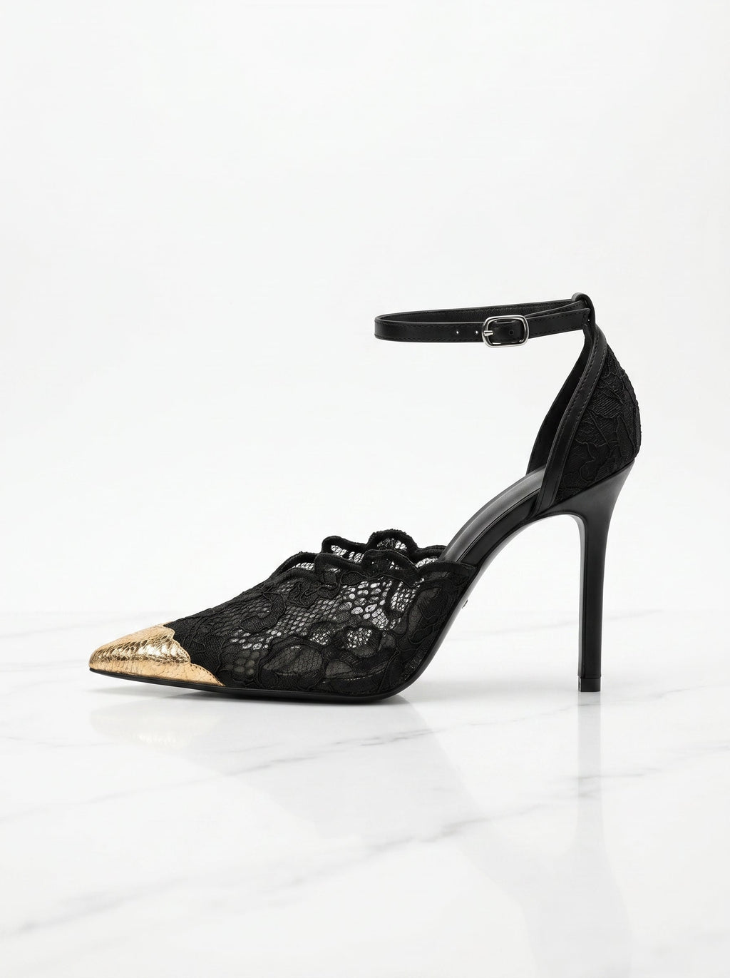 Lace Gold Cap Heel