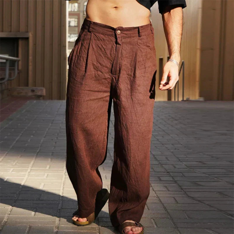 Men's Wide-Leg Linen Pants
