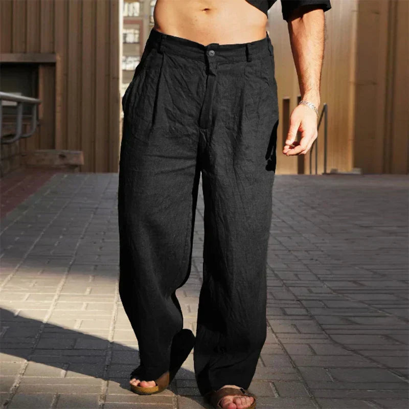 Men's Wide-Leg Linen Pants
