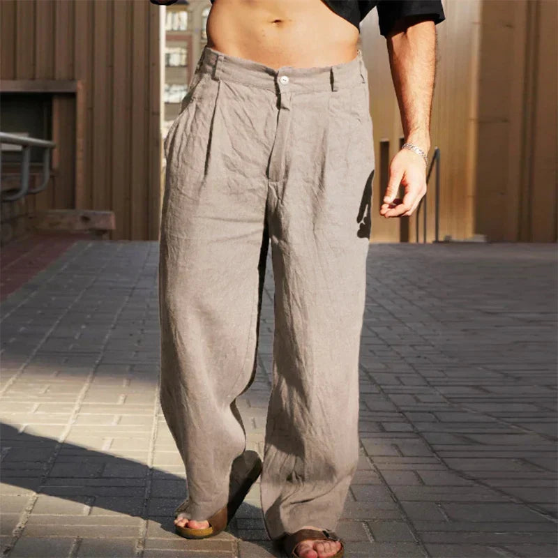 Men's Wide-Leg Linen Pants