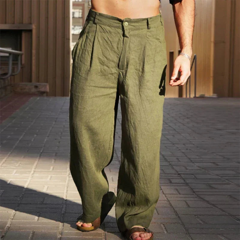 Men's Wide-Leg Linen Pants