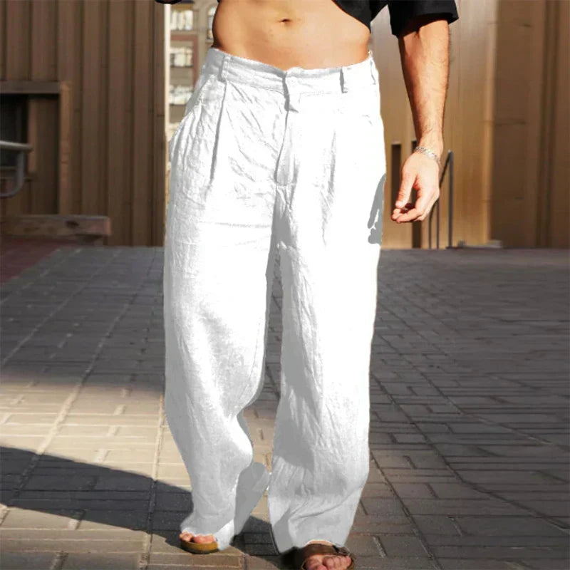 Men's Wide-Leg Linen Pants