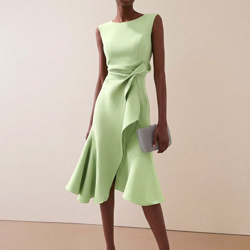 Women's Draped Asymmetrical Midi Dress