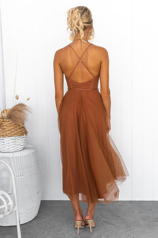 Ladies' corset midi dress with heart-shaped neckline and tulle skirt