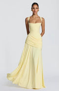 Ladies' Maxi Dress with Sweetheart Neckline and Asymmetrical Pleating