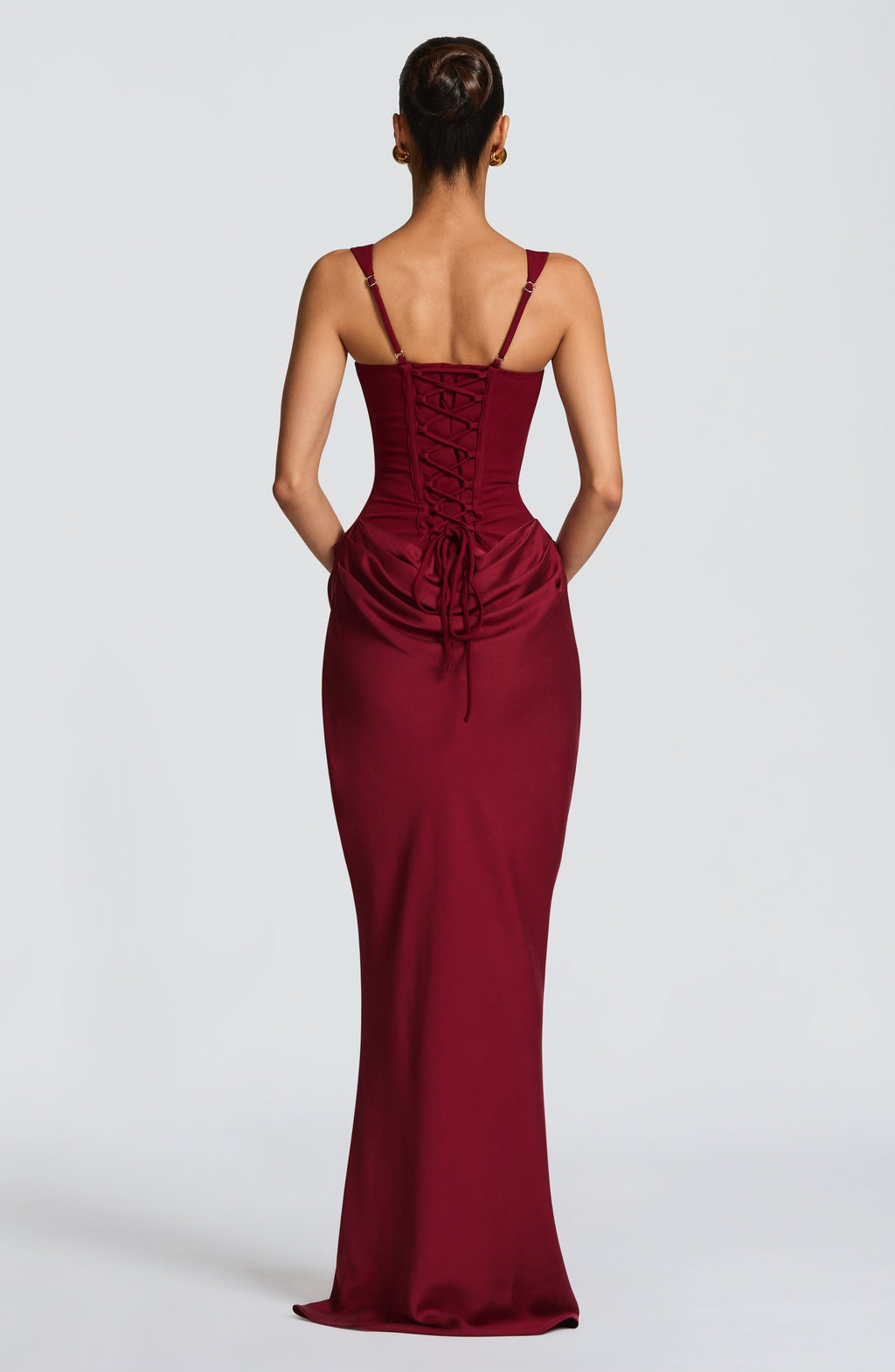 Ladies' maxi dress with corset top and wide shoulder straps
