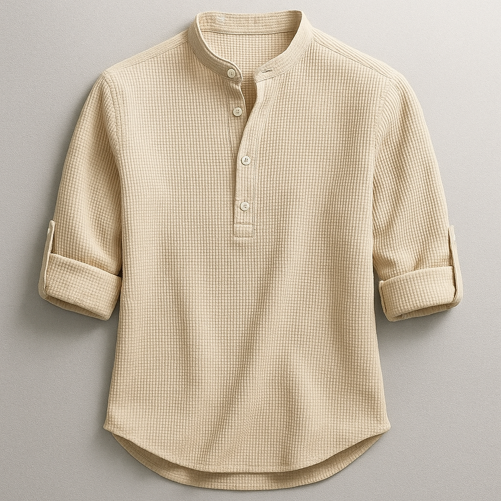Men's Fitted Cotton-Linen Blend Shirt