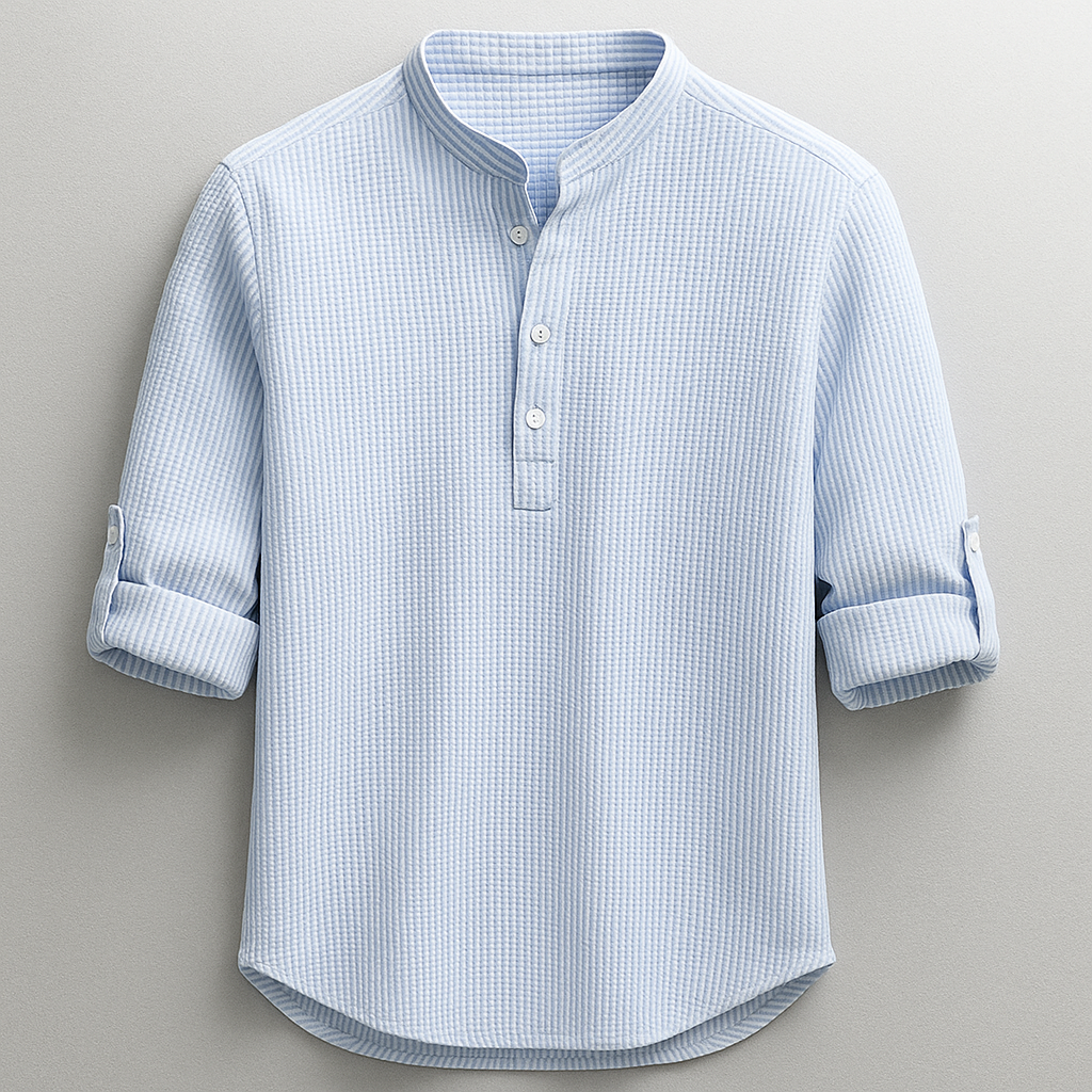 Men's Fitted Cotton-Linen Blend Shirt