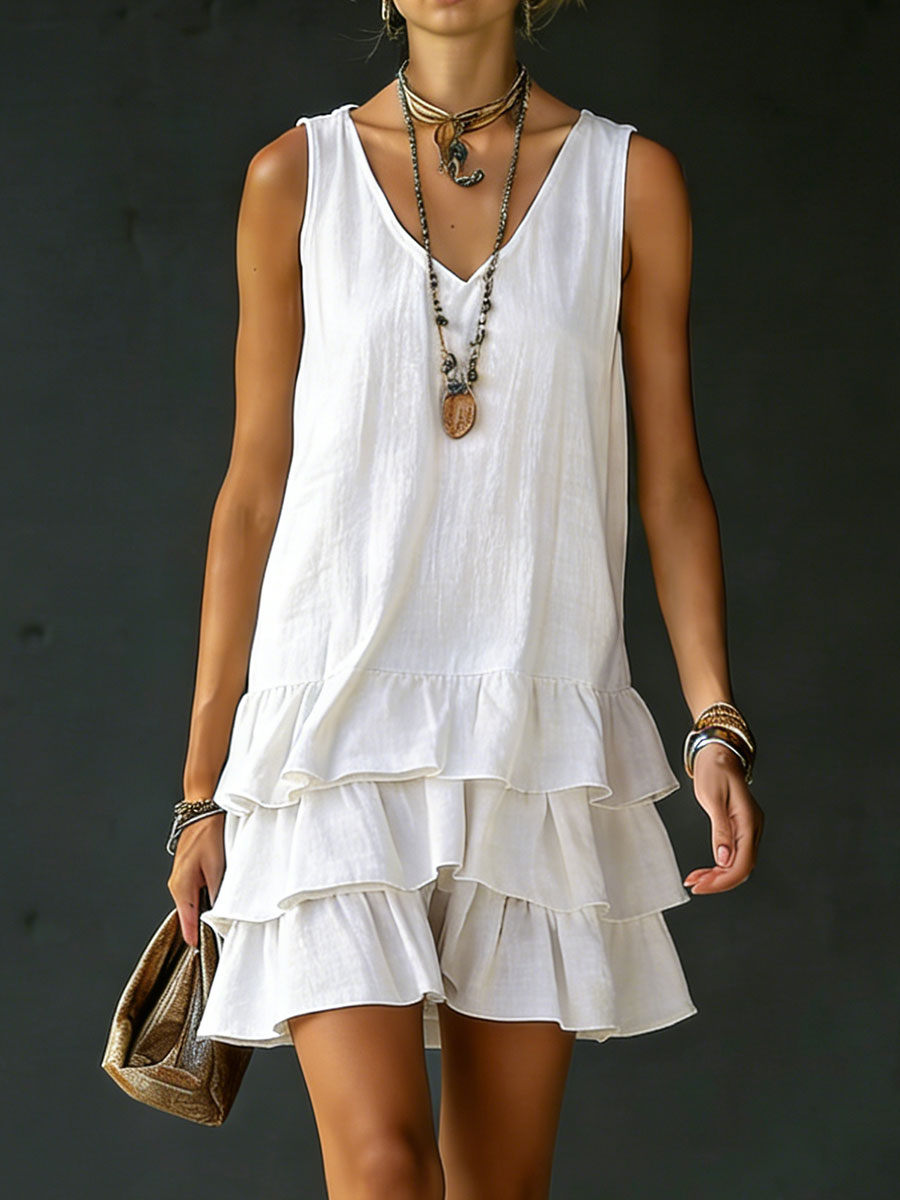 Women's Loose-fitting Solid Color Vest Dress