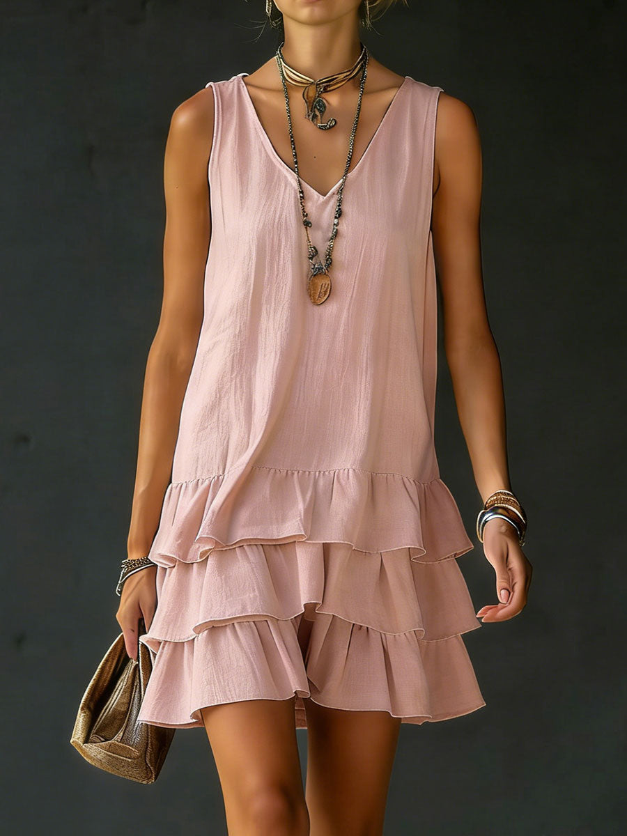 Women's Loose-fitting Solid Color Vest Dress