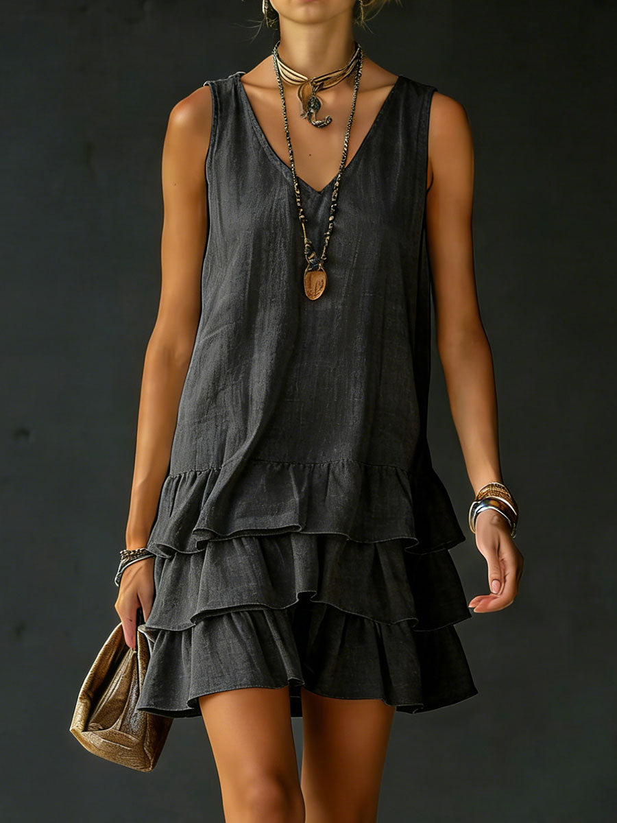 Women's Loose-fitting Solid Color Vest Dress