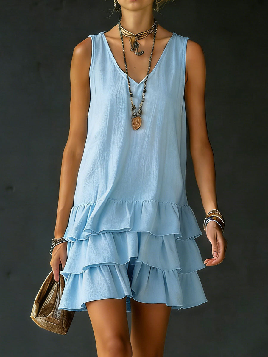 Women's Loose-fitting Solid Color Vest Dress